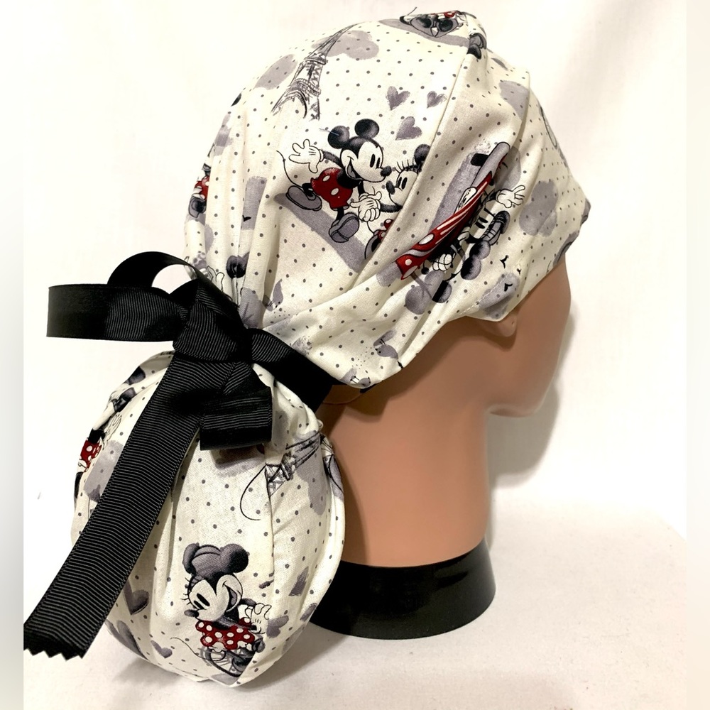 Mickey & Minnie Mouse Ponytail Scrub Cap, Scrub Cap for Women, Scrub Caps